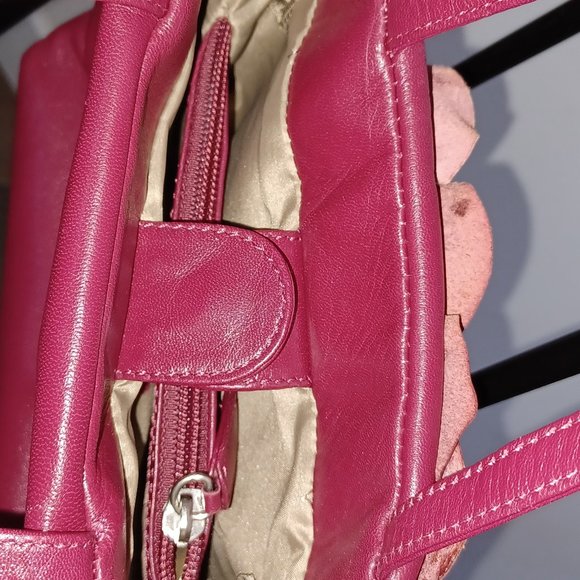 Paolo Masi Red Handbag Genuine Leather Flower Canvas Hobo Smal Bag Italy Vintage - Picture 2 of 6